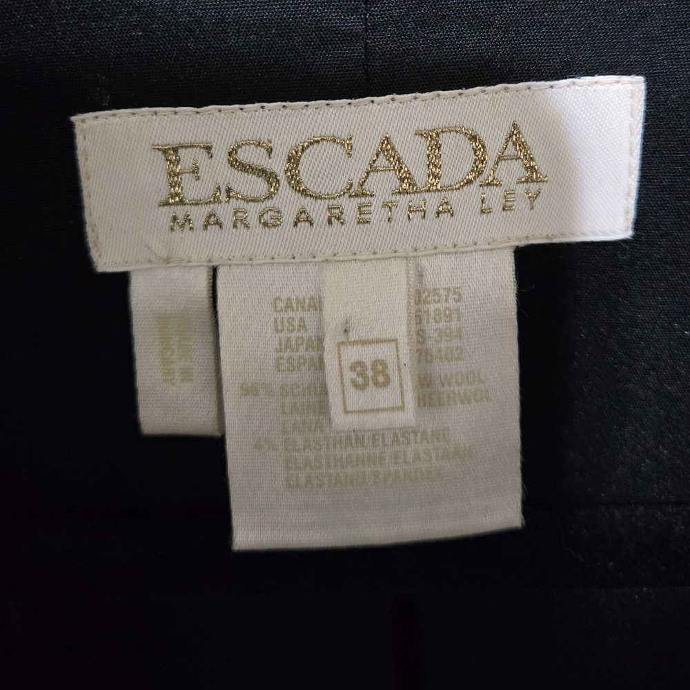 Escada Margaretha Ley Charcoal Grey Wool Blend Blazer Jacket Gold Buttons Sz 38 - Picture 15 of 16